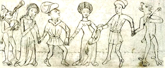 with dancers